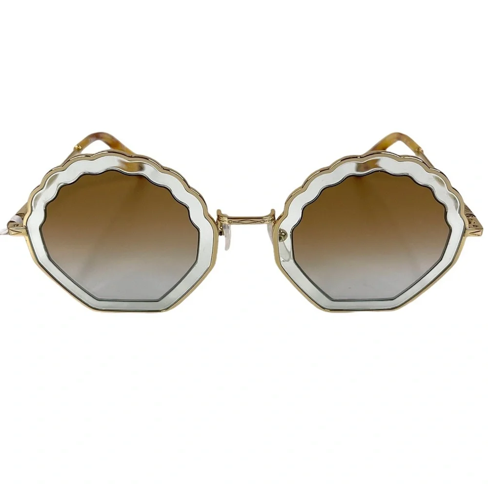 CHLOE Boho Geometric Sunglasses NEW Gradient Burnt Gold Azure